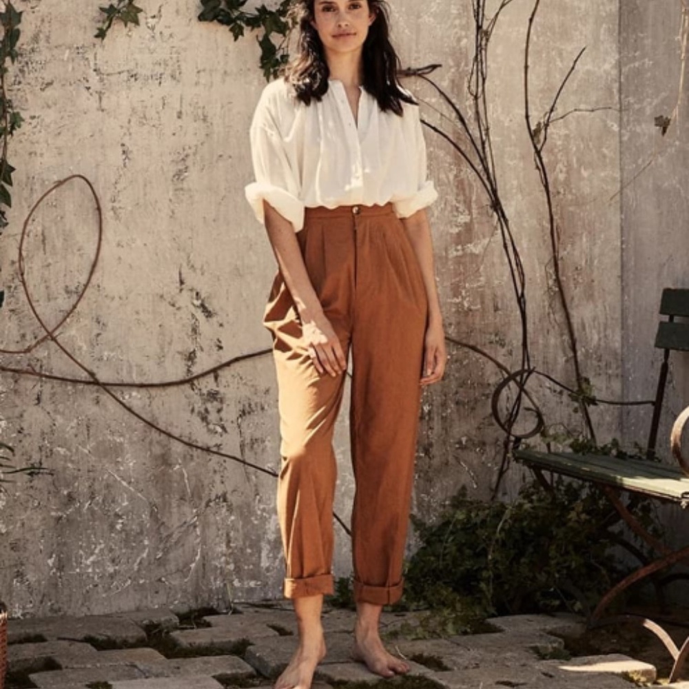 Doen High-Waisted Zora Trousers, Brown, Size 8